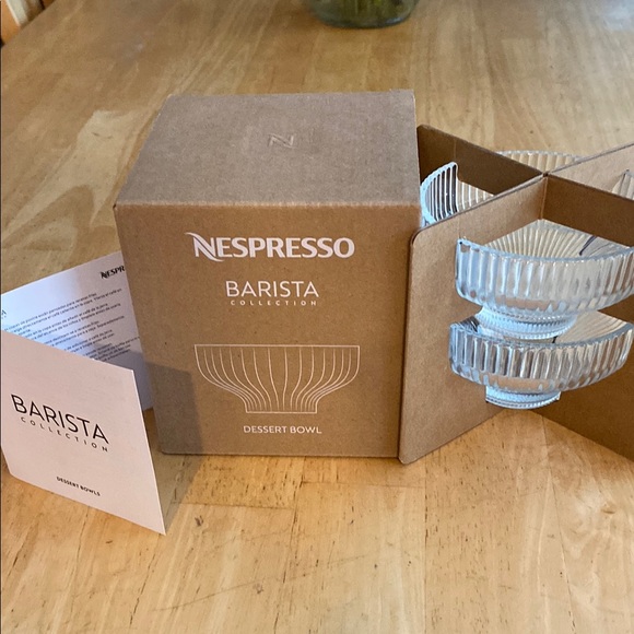 Nespresso Barista Collection set of 2 clear tempered glass Dessert Bowls NIP NWT - Picture 1 of 6